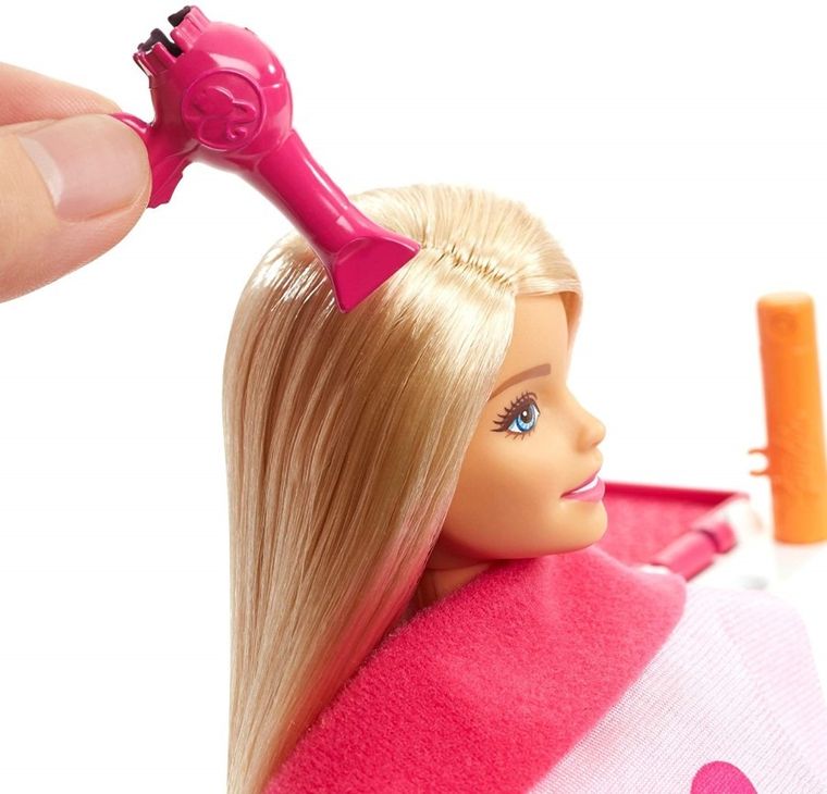 Barbie, Salon fryzjerski, zestaw z lalką i akcesoriami