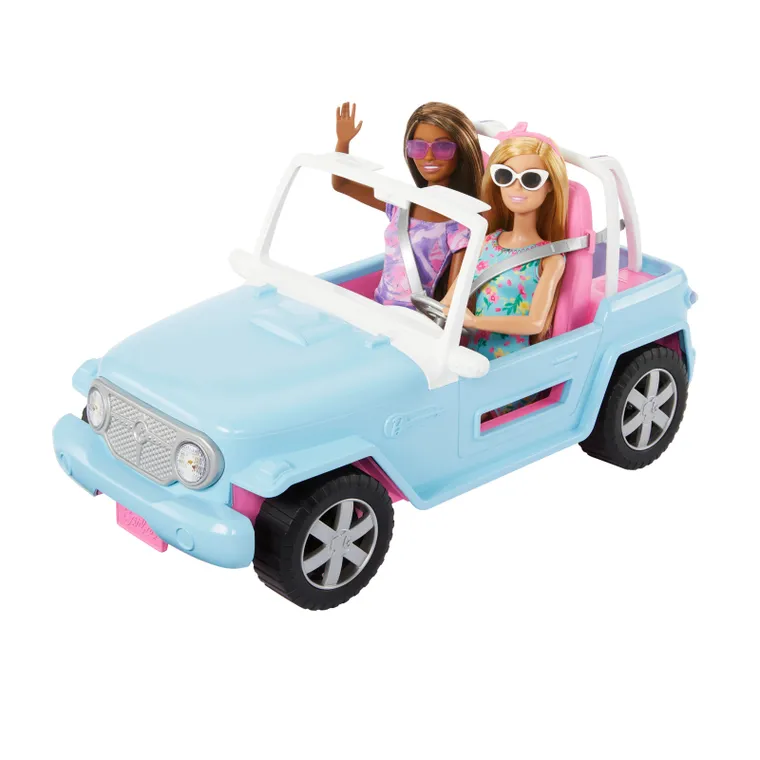 Barbie, Samochód terenowy Jeep + 2 lalki, zestaw do zabawy