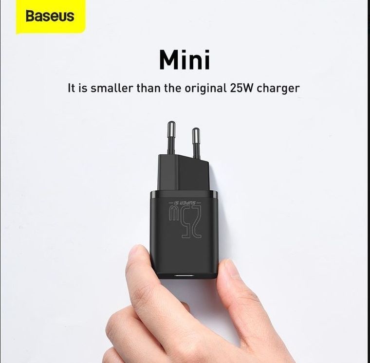 Baseus, ładowarka sieciowa z kablem USB-c do USB-c Tzccsup-l01 Super Si 1c 25w, czarna