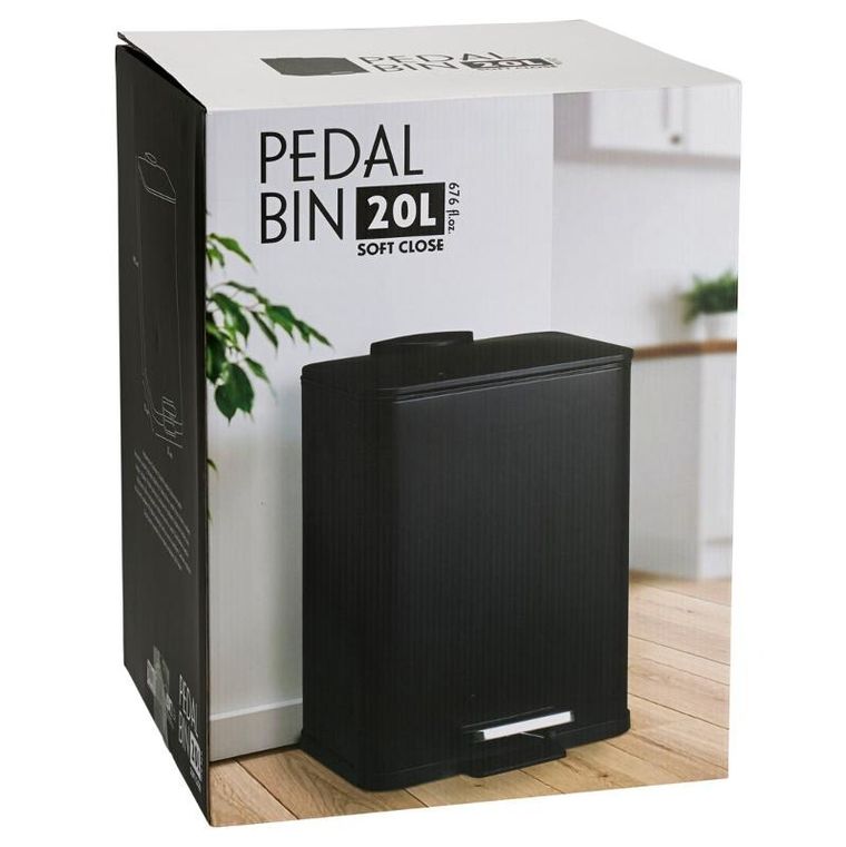 Bathroom Solutions, Delta, kosz na śmieci, metalowy, czarny, 20l