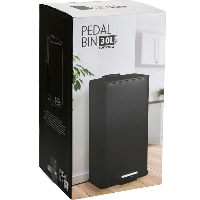 Bathroom Solutions, Delta, kosz na śmieci, metalowy, czarny, 30l