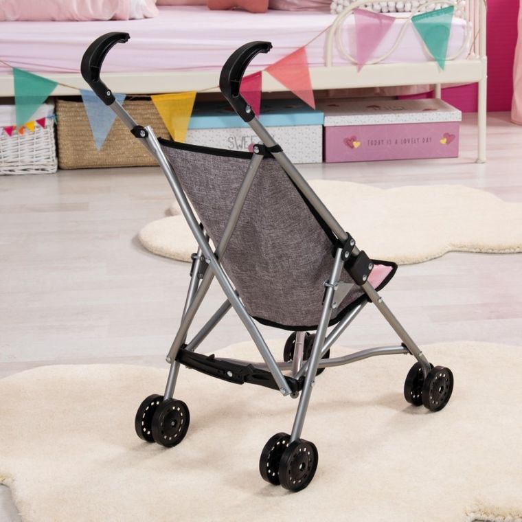 Bayer Design, Buggy, wózek spacerówka dla lalek, szaro-różowy motylkiem