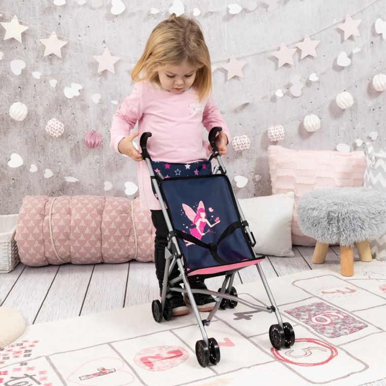 Bayer Design, Buggy, wózek spacerówka dla lalek z torbą, niebieski