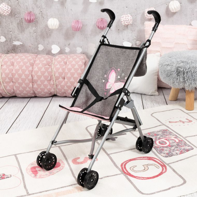 Bayer Design, Buggy, wózek spacerówka dla lalek z torbą, szary