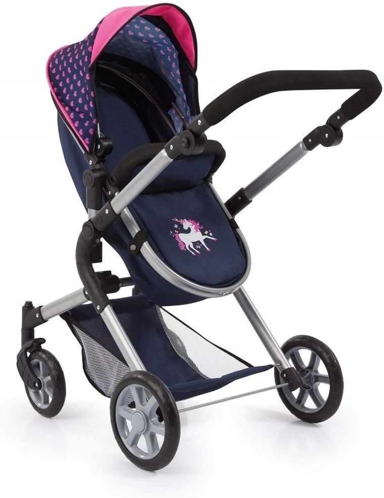 Bayer Design, City Neo, głęboki wózek dla lalek, granatowo-różowy