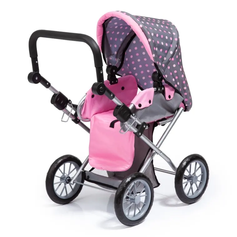 Bayer Design, City Star Combi, głęboki wózek dla lalek z torbą, szaro-różowy