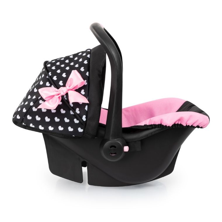 Bayer Design, Deluxe, fotelik samochodowy dla lalek z baldachimem, czarno-różowy