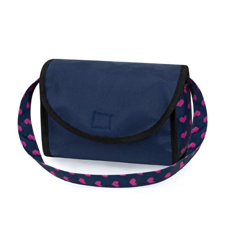 Bayer Design, Jogger Duo, bliźniaczy wózek dla lalek z torbą, granatowo-różówy z jednorożcem