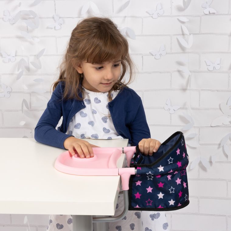Bayer Design, krzesełko stołowe do karmienia lalek, niebieskie