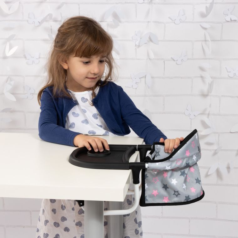 Bayer Design, krzesełko stołowe do karmienia lalek, szare