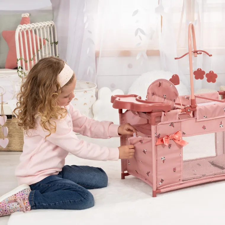 Bayer Design, łóżko turystyczne dla lalek z karuzelą, różowe