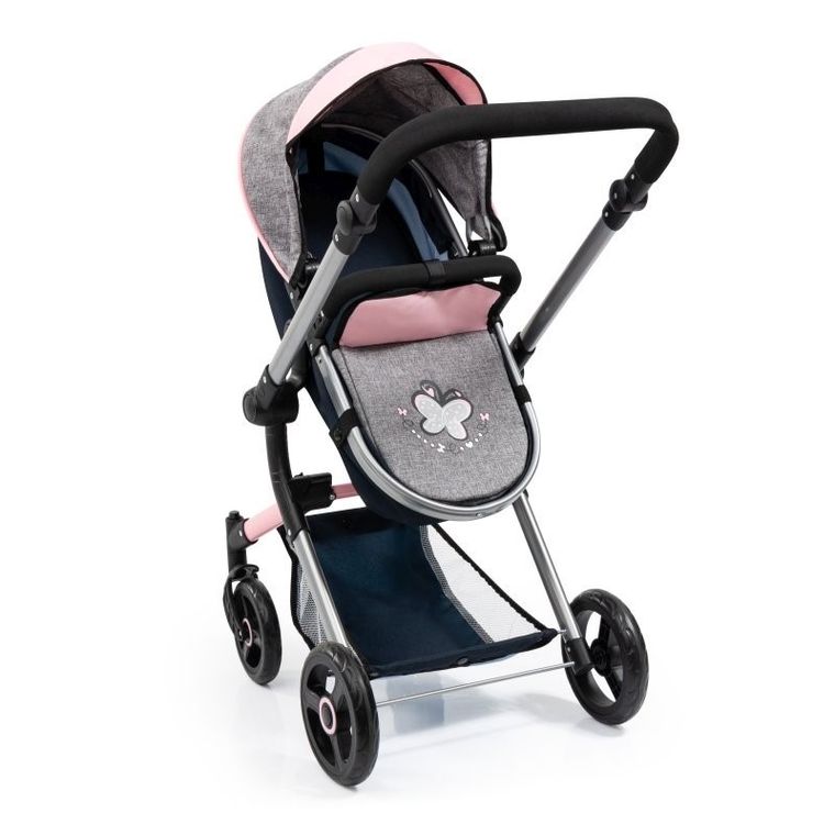 Bayer Design, Neo Vario Combi, głęboki wózek dla lalek z torbą, szary-granat-róż