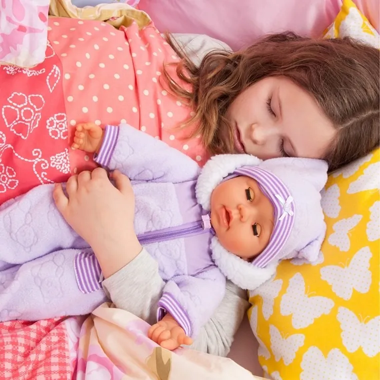 Bayer Design, Piccolina Magic Eyes, lalka bobas, fioletowa, 46 cm