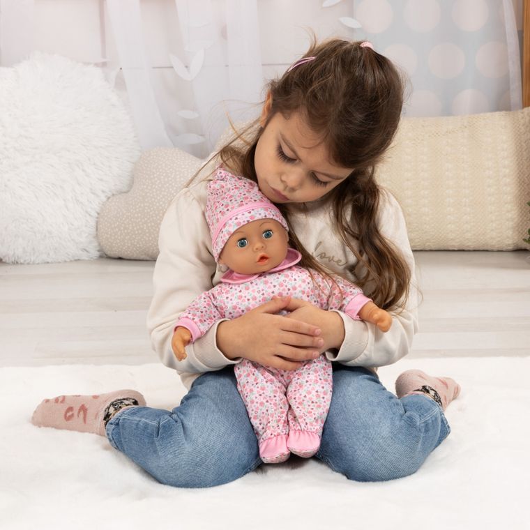 Bayer Design, Pierwsze słowa, interaktywna lalka bobas, różowa, 38 cm