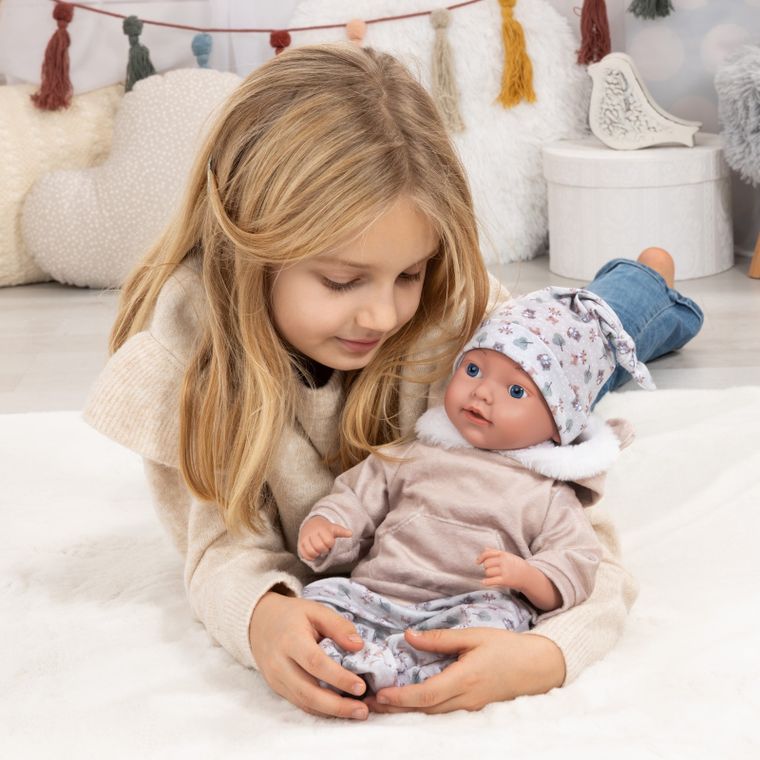 Bayer Design, Reborn, lalka bobas z butelką i smoczkiem, 38 cm