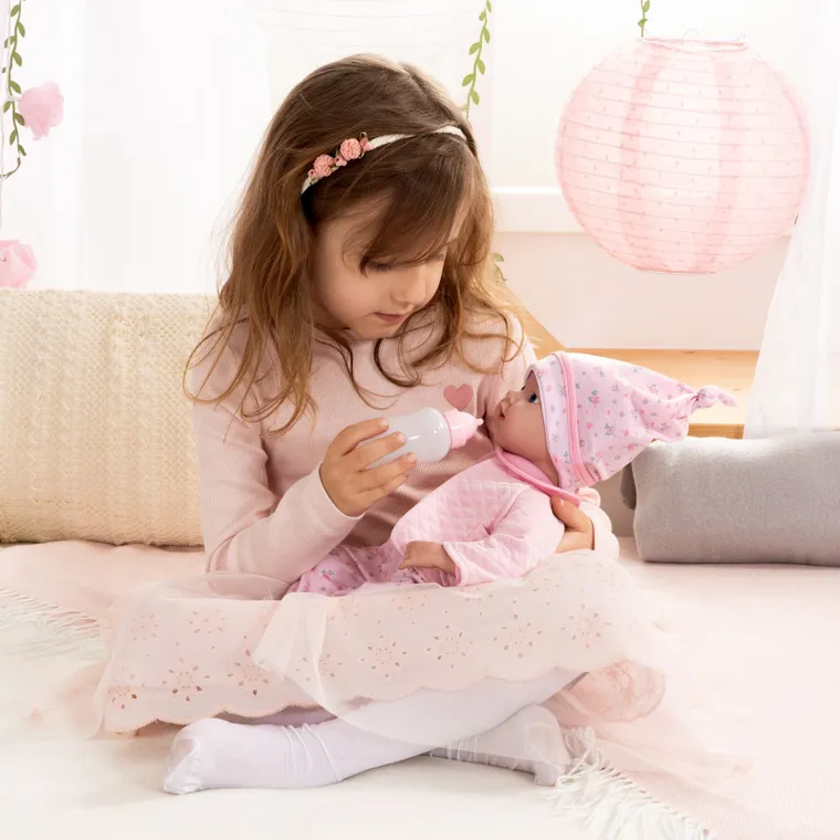 Bayer Design, Reborn, lalka bobas z butelką i smoczkiem, 38 cm