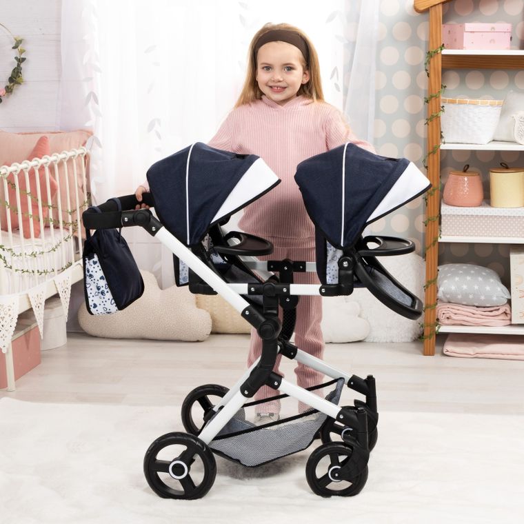 Bayer Design, Twin Neo, bliźniaczy wózek dla lalek, niebieski