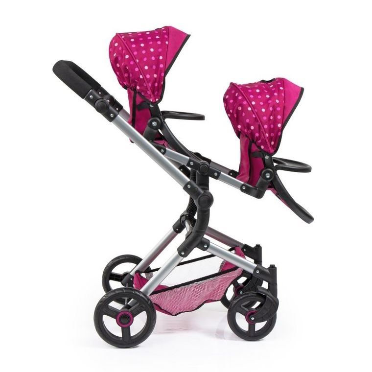Bayer Design, Twin Neo, bliźniaczy wózek dla lalek, różowy