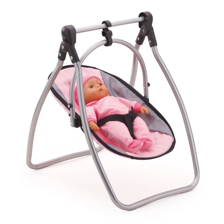 Bayer Design, Vario, krzesełko dla lalek 3w1, zestaw z nosidełkiem, torbą i akcesoriami, szaro-różowy