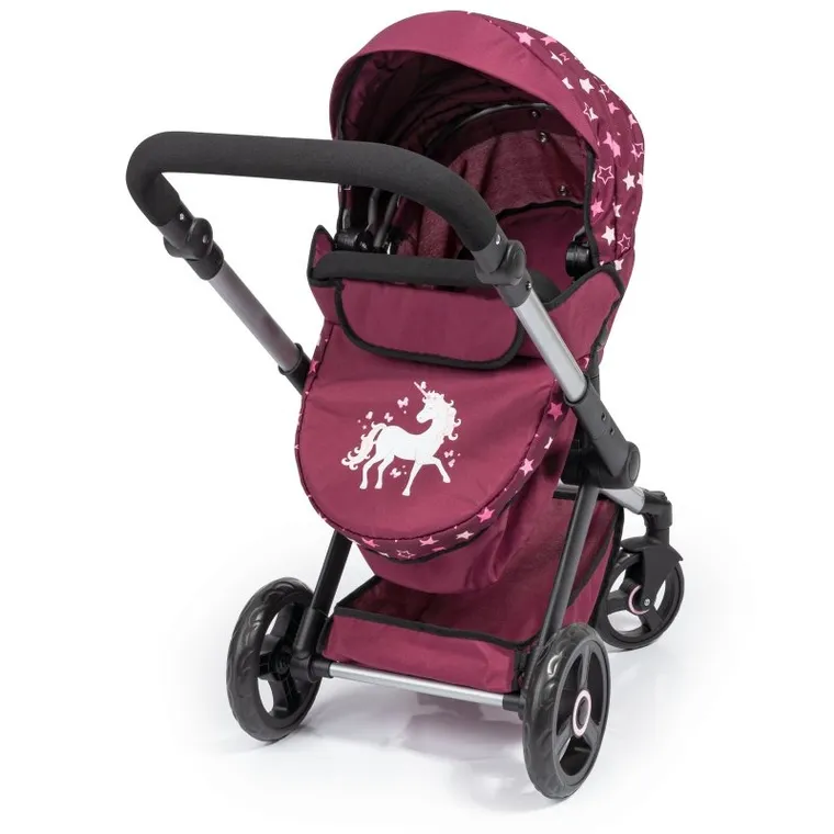 Bayer Design, Xeo Combi, głęboki wózek dla lalek z torbą, bordowy