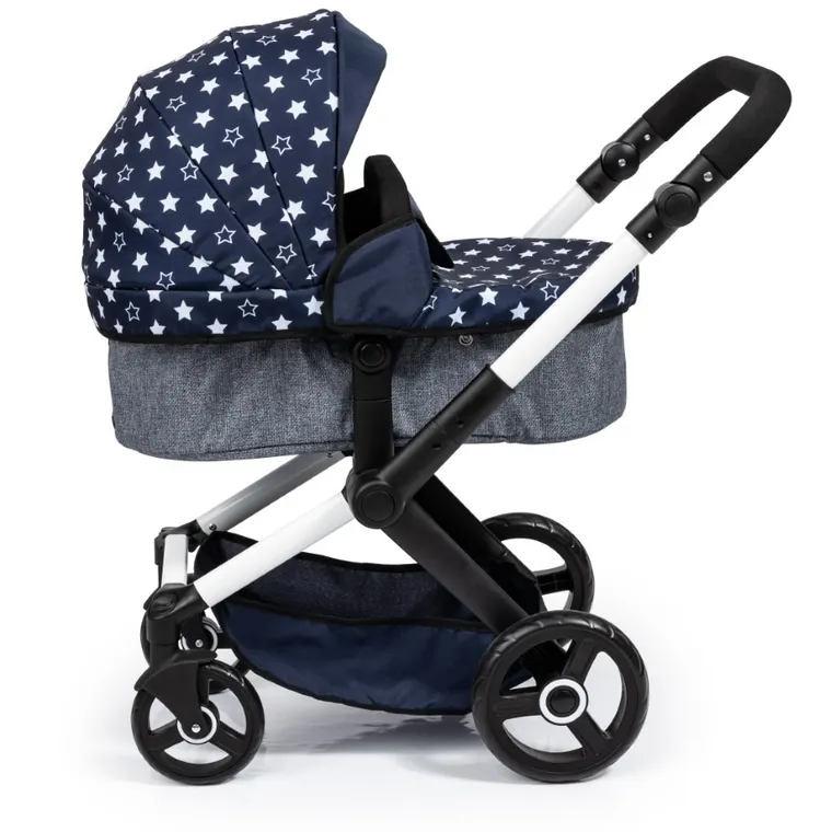 Bayer Design, Xeo Combi, głęboki wózek dla lalek z torbą, ciemnoniebieski z gwiazdkami