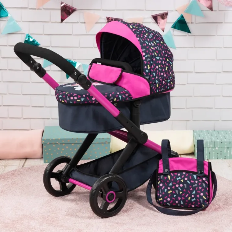 Bayer Design, Xeo Combi, głęboki wózek dla lalek z torbą, kolorowy z wróżką