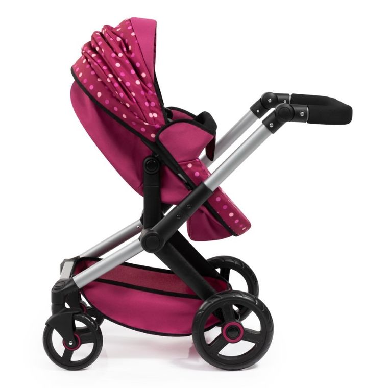 Bayer Design, Xeo Combi, głęboki wózek dla lalek, zestaw z łóżkiem turystycznym, torbą i akcesoriami, bordowy