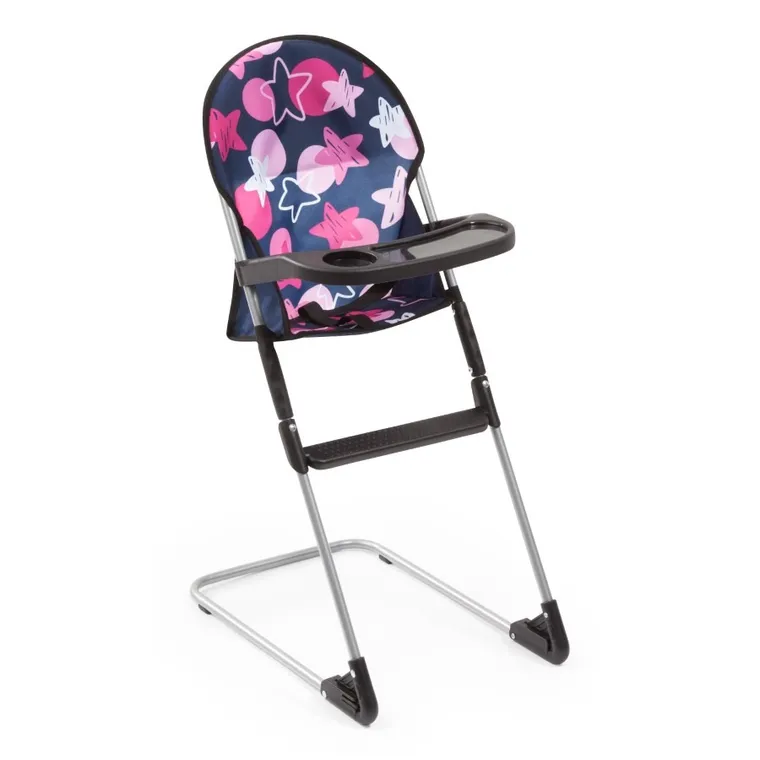 Bayer Design, zestaw podróżny dla lalek: łóżeczko turystyczne, krzesełko do karmienia, mata, torba, akcesoria, granaowy w gwiazdy