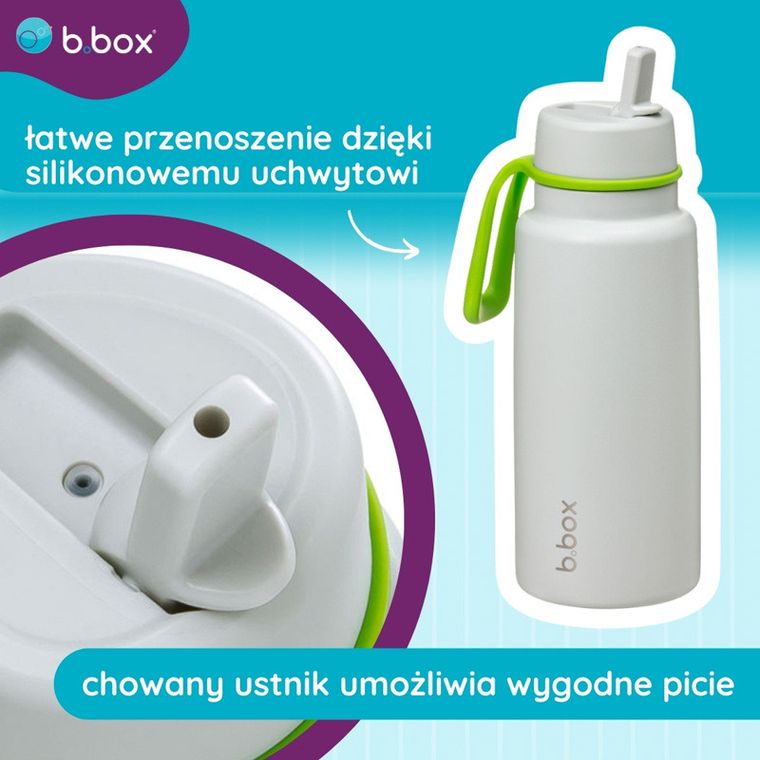 b.box, Lime Time, butelka termiczna ze składanym ustnikiem, stal nierdzewna, 1l