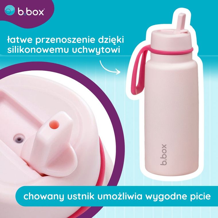 b.box, Pink Paradise, butelka termiczna ze składanym ustnikiem, stal nierdzewna, 1l