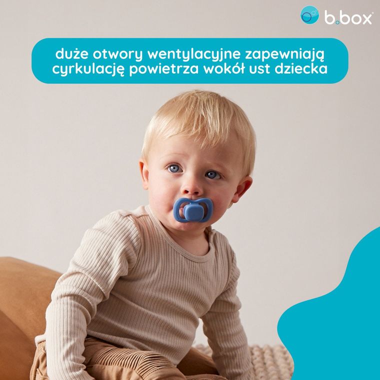 b.box, smoczek symetryczny, 6m+, niebieski/błękit, 2 szt.