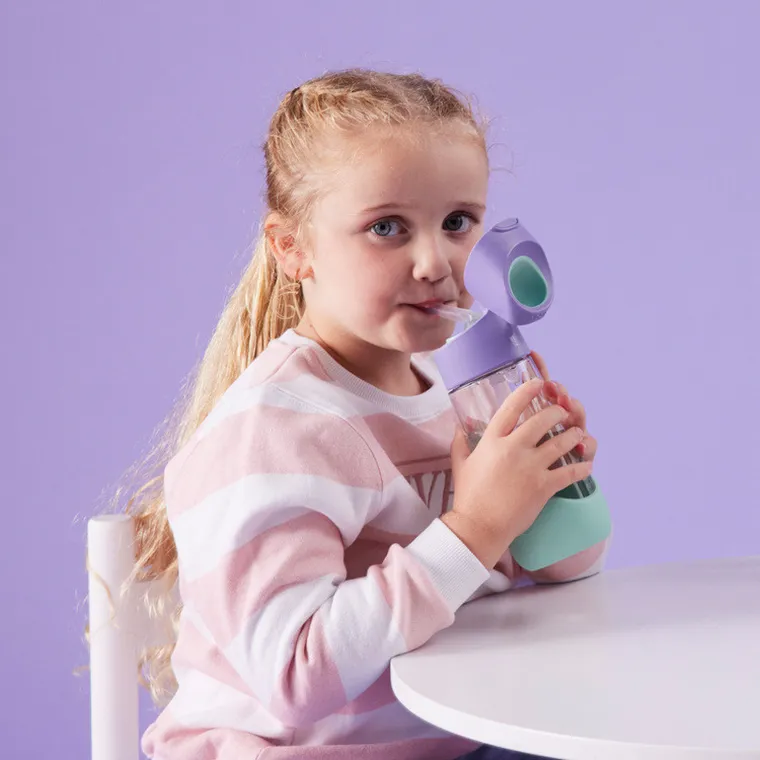 b.box, zestaw mini lunchbox + butelka tritanowa ze słomką, 450 ml, Lilac Pop