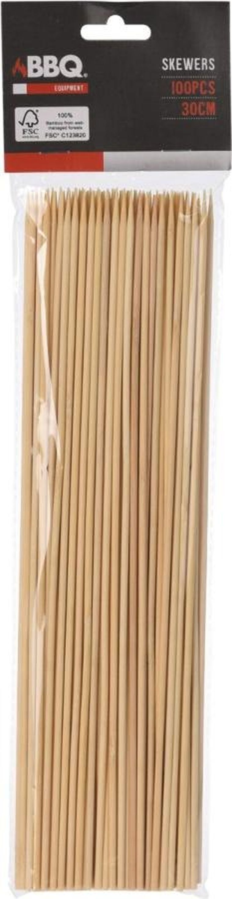 BBQ Line, szpikulec do szaszłyków, bambus, 30 cm, 100 szt.