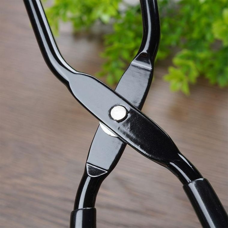 BBQ, szczypce grillowe, metalowe, czarne, 31.5 cm