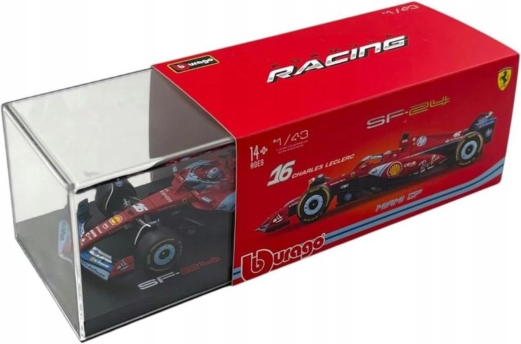 Bburago, Ferrari SF-24 Gp Miami 2024 Charles Leclerc, Bolid F1, model pojazdu, 1:43