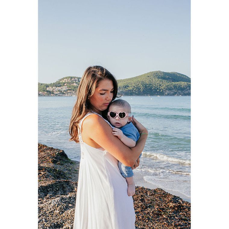 Beaba, Baby heart, okulary przeciwsłoneczne dla dzieci z elastyczną opaską, cotton candy, 0-9 m