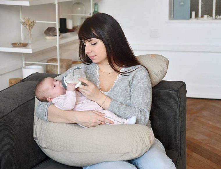 Beaba, Big Flopsy, Fleur de coton Linen, ergonomiczna poduszka rogal dla kobiet w ciąży i karmiących