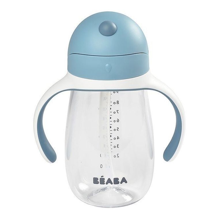 Beaba, butelka, kubek niekapek, tritanowa, ze słomką, windy blue, 300 ml