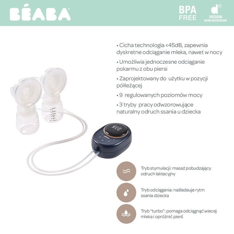 Beaba, laktator elektryczny, podwójny, Night Blue