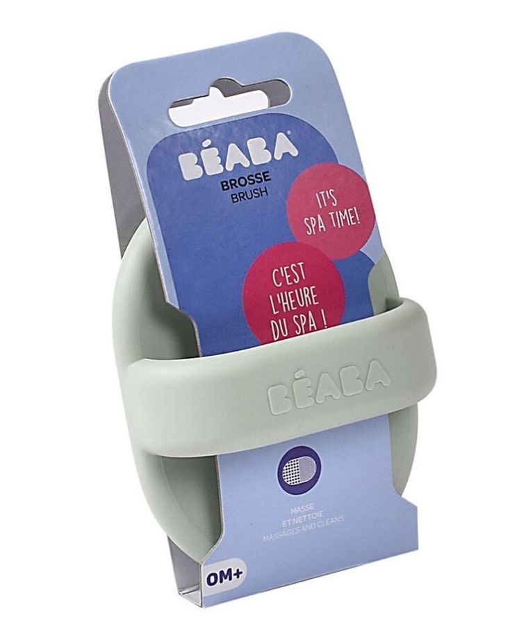 Beaba, silikonowa szczoteczka do mycia i masażu dziecka, Misty green