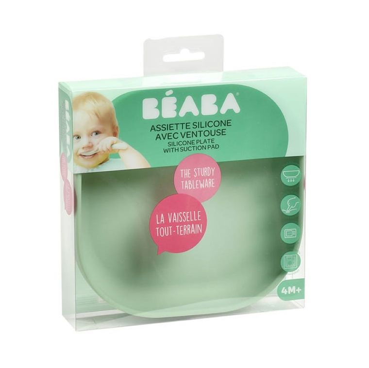 Beaba, silikonowy talerzyk z przyssawką, sage green