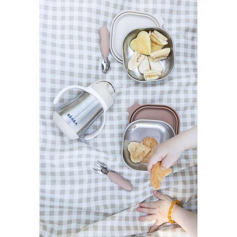 Beaba, termiczny bidon niekapek ze słomką, clay earth, 250 ml