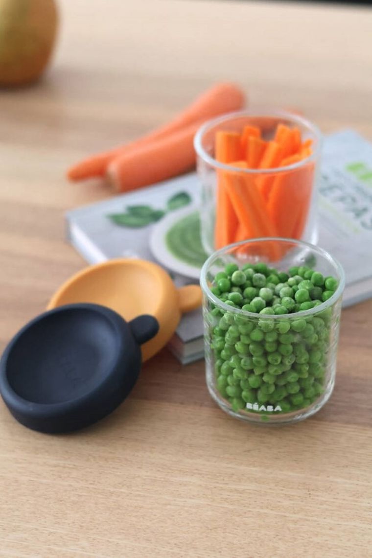 Beaba, zestaw słoiczków szklanych z zamknięciem, Night Blue/Honey, 2-250 ml