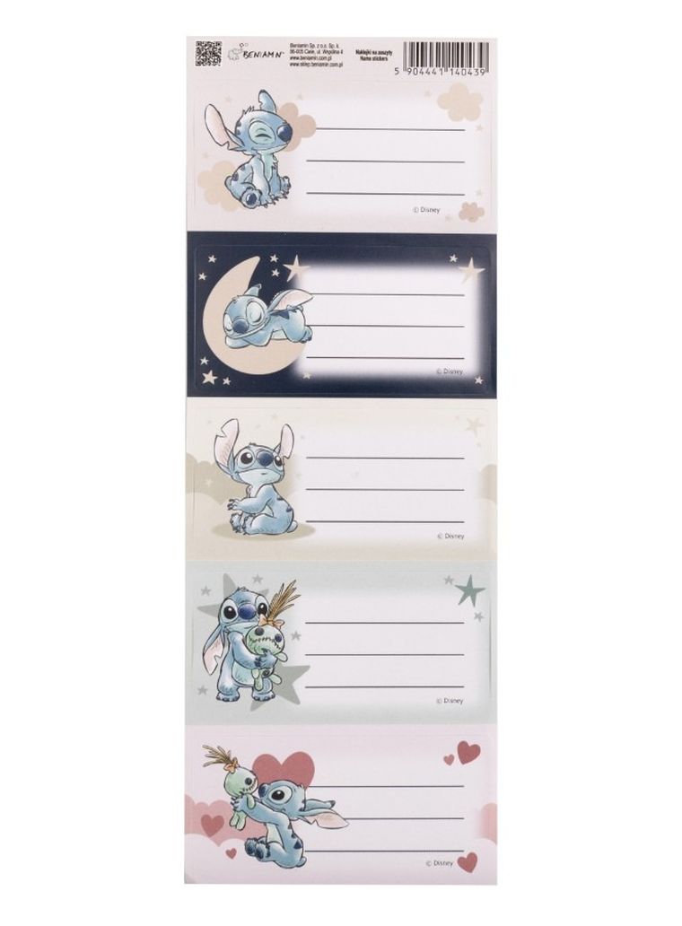 Beniamin, Lilo i Stitch, naklejki na zeszyty, pasek
