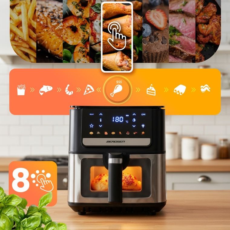 Berdsen, frytkownica beztłuszczowa, air fryer, 1700W, czarny, 6,5l, BD-655