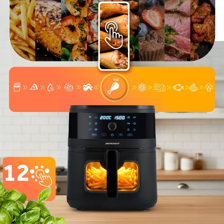 Berdsen, frytkownica beztłuszczowa, air fryer, czarny, BD-661