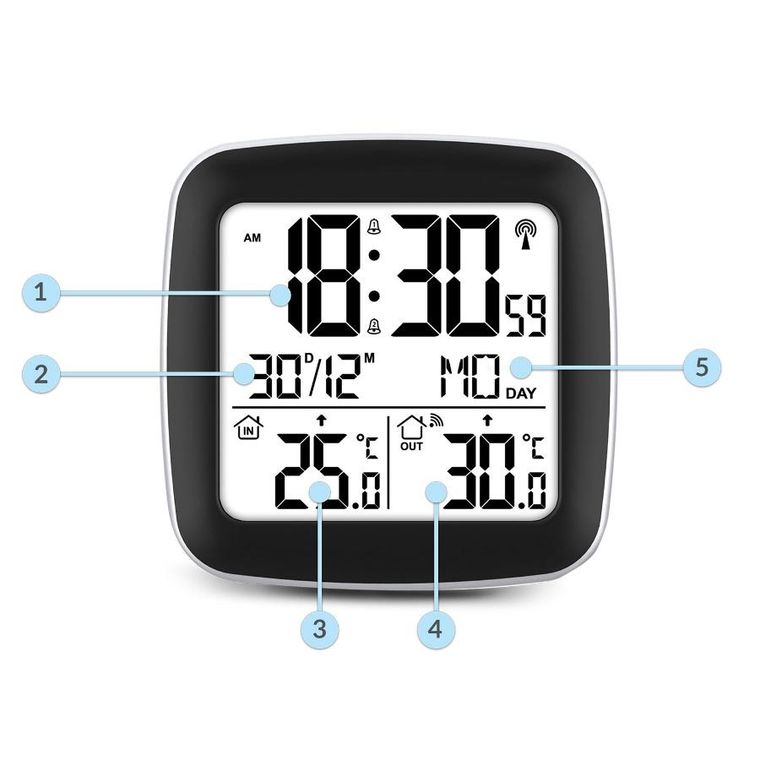 Berdsen, stacja pogodowa z wyświetlaczem, srebrna