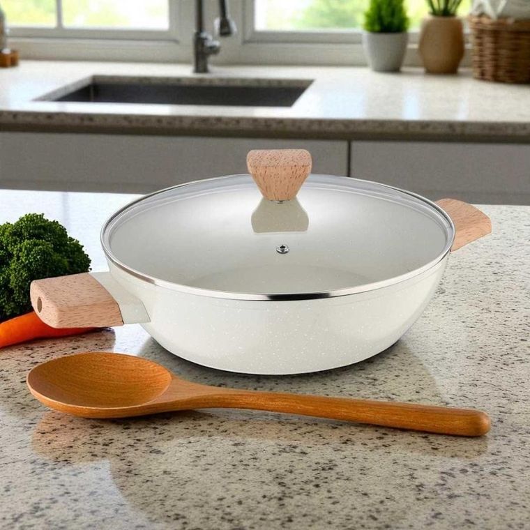 Bergner, Naturally, garnek marmurkowy płaski z pokrywą, 28 cm