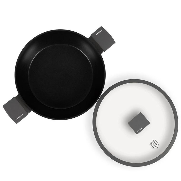 Berlinger Haus, Anthracite, płaski garnek tytanowy z pokrywą, 4.5l