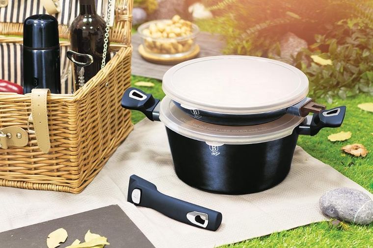 Berlinger Haus, Aquamarine, zestaw: garnki z pokrywą + patelnie + akcesoria, 22 elementy